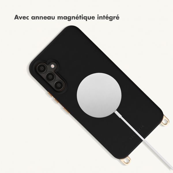 Selencia Coque arrière Rivièra avec MagSafe avec crochets amovibles Samsung Galaxy A34 (5G) - Velvet Black