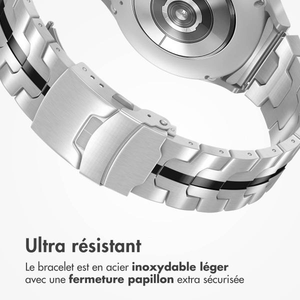 Accezz Bracelet Steel Samsung Galaxy Watch 4 / 5 / 6 / 7 / FE (20 mm) - Argent & Noir