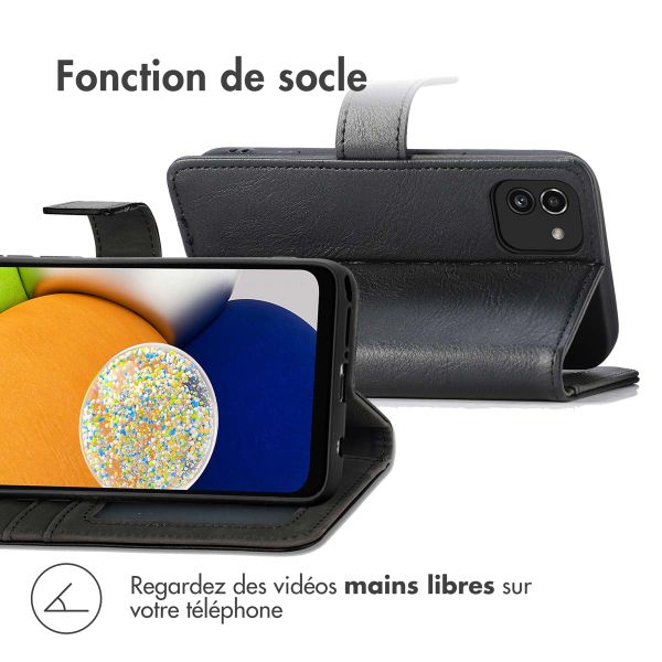 imoshion Étui de télephone portefeuille de luxe Samsung Galaxy A03 - Noir