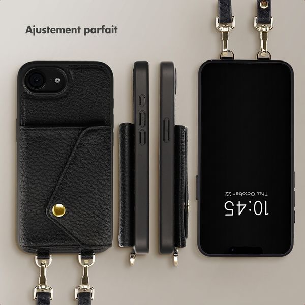 Selencia Coque de télephone Sera avec cordon et porte-cartes enveloppe Apple iPhone 17e / 16e - Noir