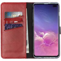 Selencia Étui portefeuille en cuir véritable Samsung Galaxy S10 Plus - Rouge