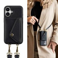 Selencia Coque de télephone Sera avec cordon et porte-cartes enveloppe Apple iPhone 16 - Noir