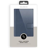 Selencia Étui portefeuille en cuir véritable Samsung Galaxy S21 - Bleu