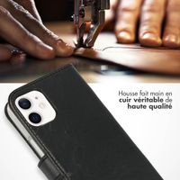 Selencia Étui portefeuille en cuir véritable Apple iPhone 12 Mini - Noir