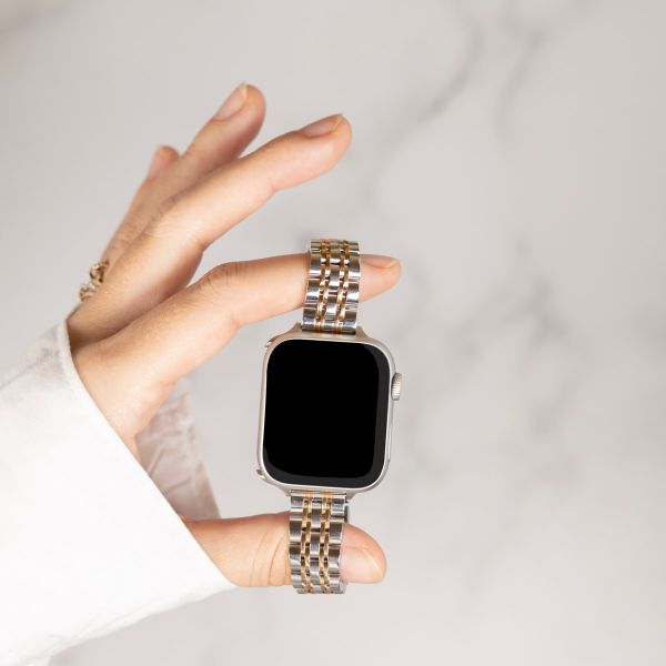 Selencia Bracelet en acier slim style Jubilee Apple Watch | 38/40/41/42 mm - Argent & Or Rose