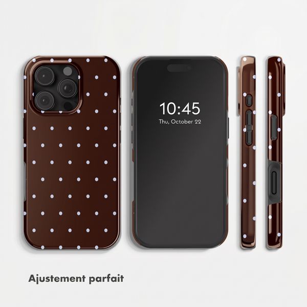 Selencia Coque arrière Vivid avec MagSafe Apple iPhone 16 Pro Max - Happy Dots Chocolate