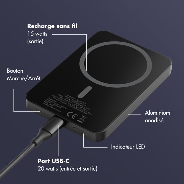 Selencia Powerbank Vivid 5 000 mAh - MagSafe et Qi - Black / Swirl Black