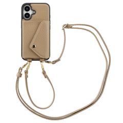 Selencia Coque de télephone Sera avec cordon et porte-cartes enveloppe Apple iPhone 16 - Taupe