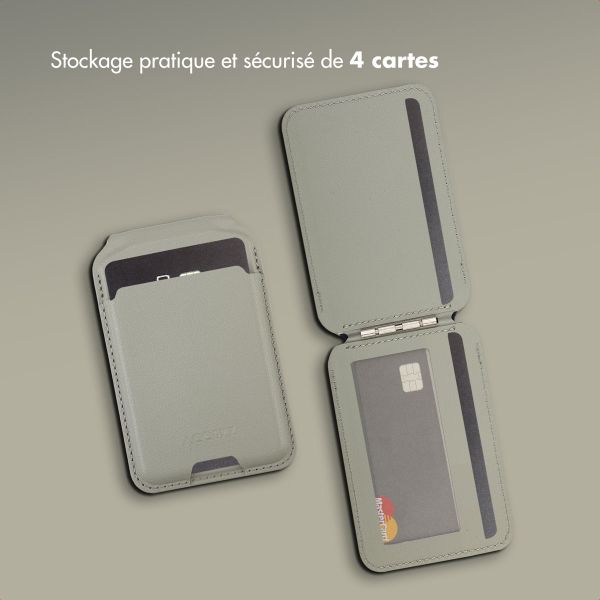 Accezz Portefeuille en cuir avec support - Compatible avec MagSafe et Qi2 - Light Grey
