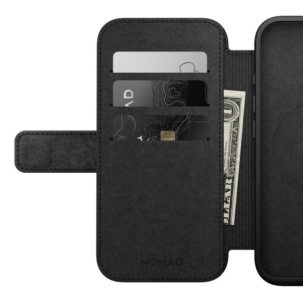 Nomad Étui de télephone portefeuille Modern Leather Folio Apple iPhone 16 - Noir