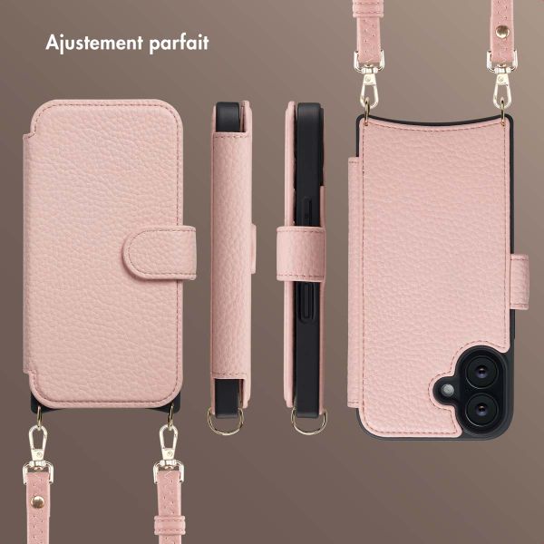 Selencia Étui Riva avec MagSafe et cordon de téléphone Apple iPhone 16 - Old Pink