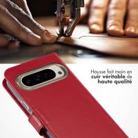 Selencia Étui portefeuille en cuir véritable Google Pixel 9 / 9 Pro - Rouge