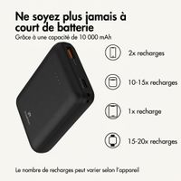 imoshion Batterie externe compacte 10.000 mAh - Petite batterie externe - Chargeur rapide 22,5 W - USB-C / USB-A - Noir