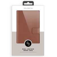 Selencia Étui portefeuille en cuir véritable Apple iPhone 12 (Pro) - Marron clair