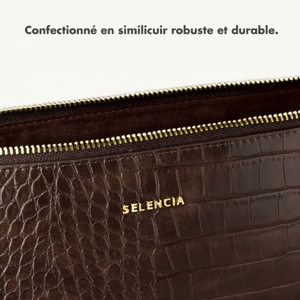 Selencia Pochette ordinateur Croco 14 pouces - Choco Brown