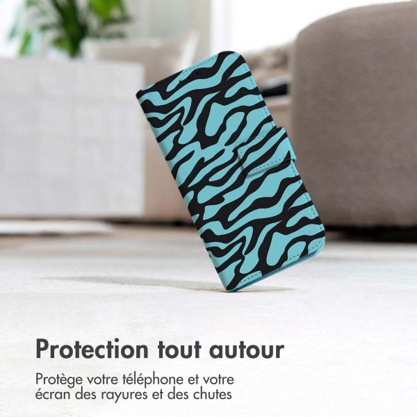 imoshion Étui de télephone portefeuille Design Apple iPhone 11 - Black Blue Stripes