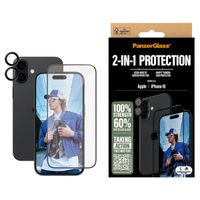 PanzerGlass Pack 2-en-1 - Protection d'écran antibactérienne Ultra-Wide Fit avec applicateur + Protection de caméra Apple iPhone 16