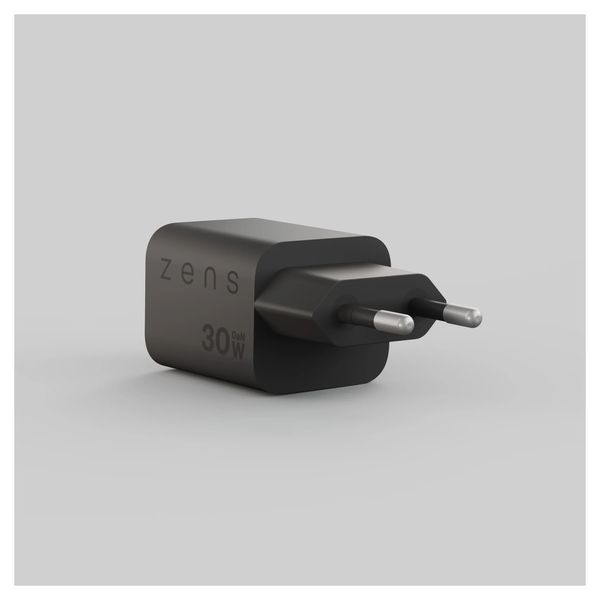 Zens Chargeur compact USB-C / USB-A 30W - Adaptateur secteur - Noir