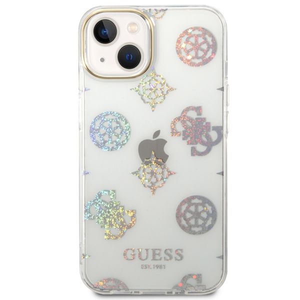Guess Coque Peony Glitter Apple iPhone 14 - Blanc