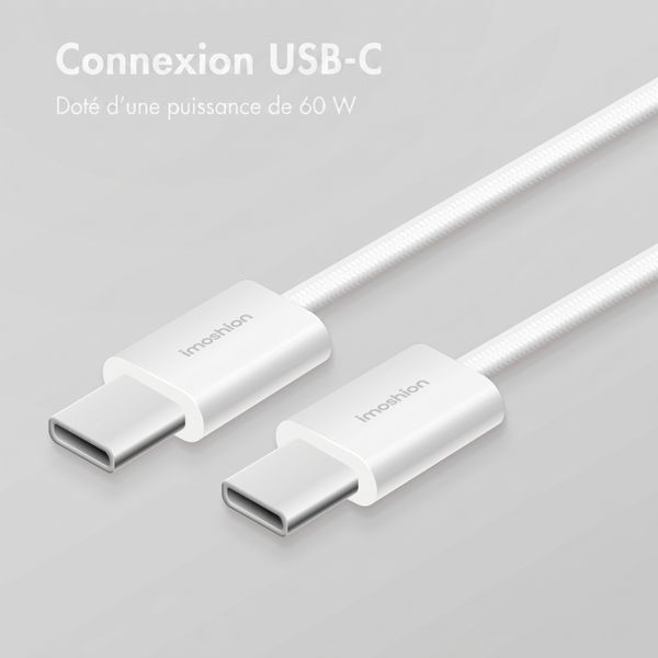 imoshion Câble USB-C vers USB-C Tressé 60 W - 1 mètre - Blanc