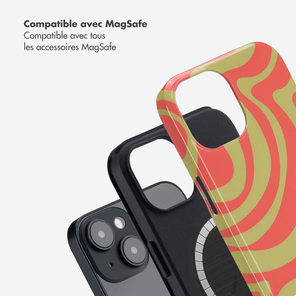 Selencia Coque arrière Vivid avec MagSafe Apple iPhone 14 - Wavy Swirl Orange Fern