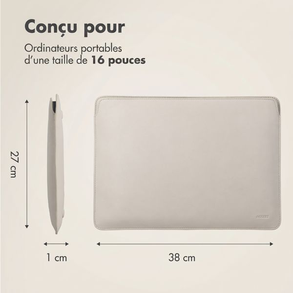 Accezz Leather Pochette ordinateur le Apple MacBook 16 pouces - Beige