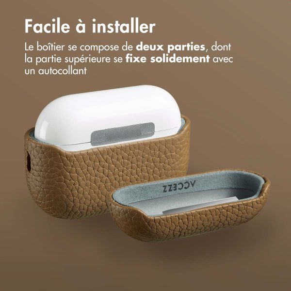 Accezz Coque en cuir véritable  Apple AirPods Pro 2 - Taupe