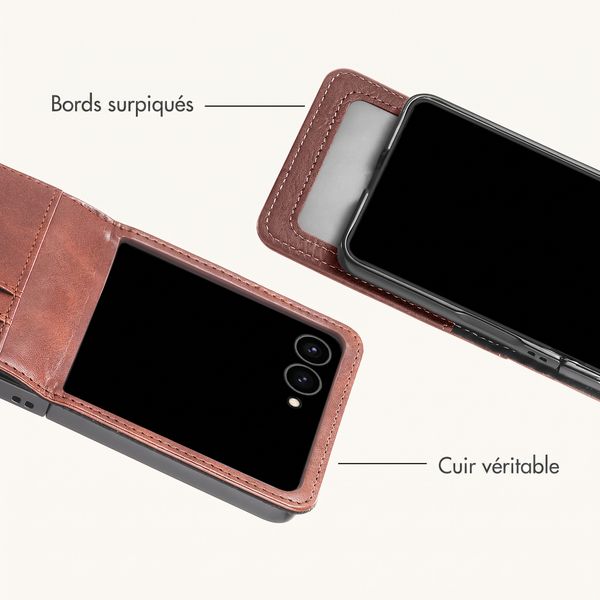 imoshion Étui de télephone portefeuille Luxe Samsung Galaxy Z Flip 8 - Marron foncé