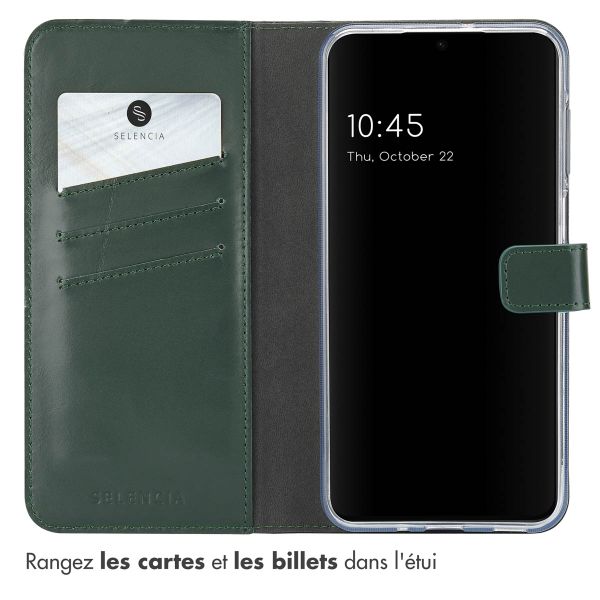 Selencia Étui portefeuille en cuir véritable Samsung Galaxy A16 - Vert