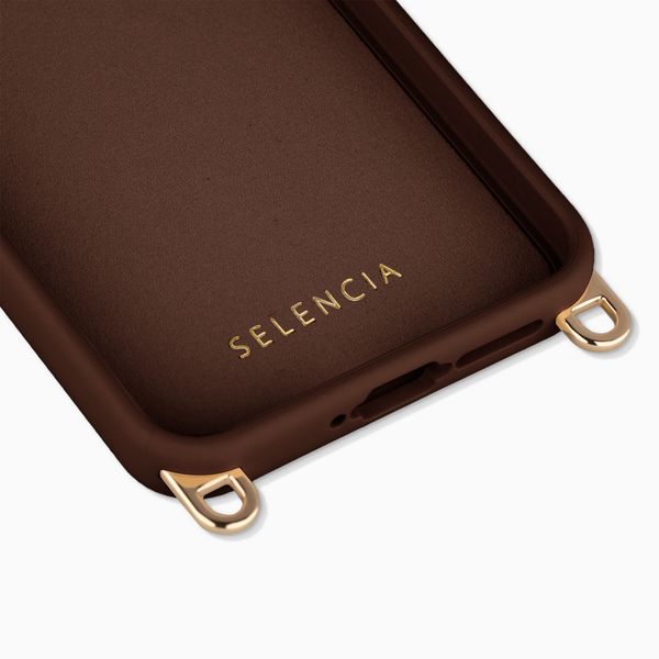 Selencia Coque arrière Rivièra avec MagSafe avec crochets amovibles Samsung Galaxy A55 (5G) / A35 - Choco Brown