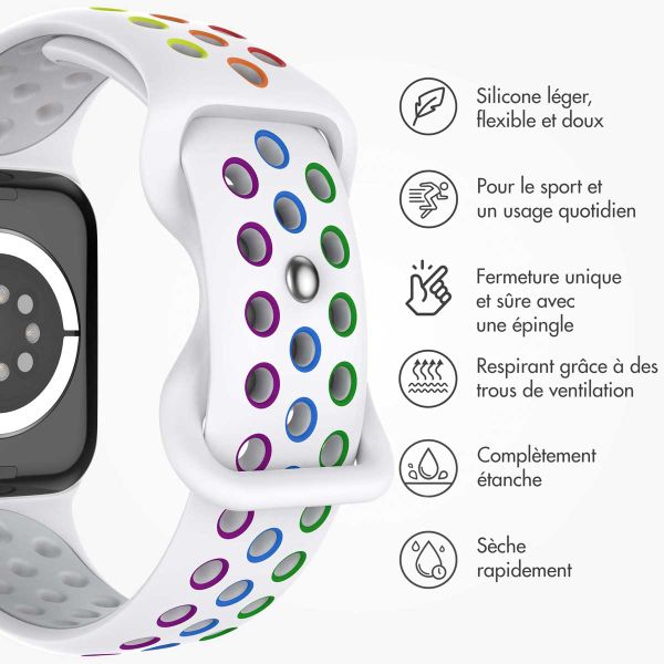 imoshion Bracelet Sport⁺ en silicone Apple Watch | 38/40/41/42 mm - Taille M/L - White Rainbow