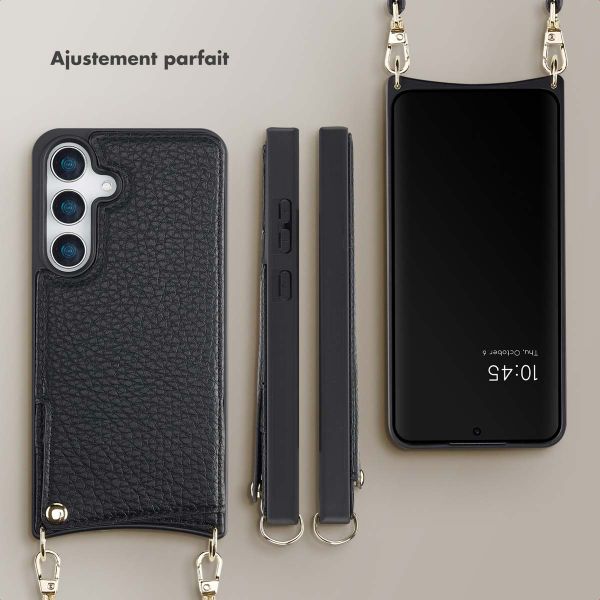Selencia Coque de télephone Nova avec cordon et porte-cartes Samsung Galaxy S25 - Noir