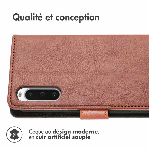 imoshion Étui de télephone portefeuille de luxe Sony Xperia 10 V - Marron