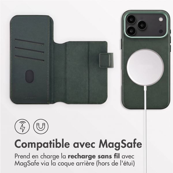 Accezz Étui de télephone portefeuille en cuir 2-en-1 avec MagSafe Apple iPhone 18 Pro Max / 17 Pro Max - Cedar Green