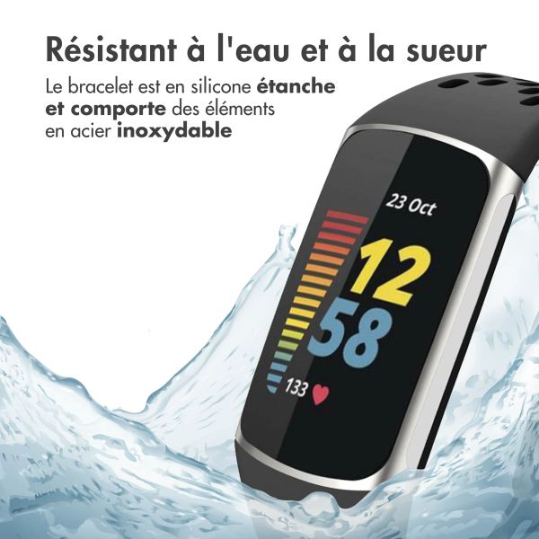 imoshion Bracelet sport en silicone avec boucle Fitbit Charge 5 / 6 - Noir