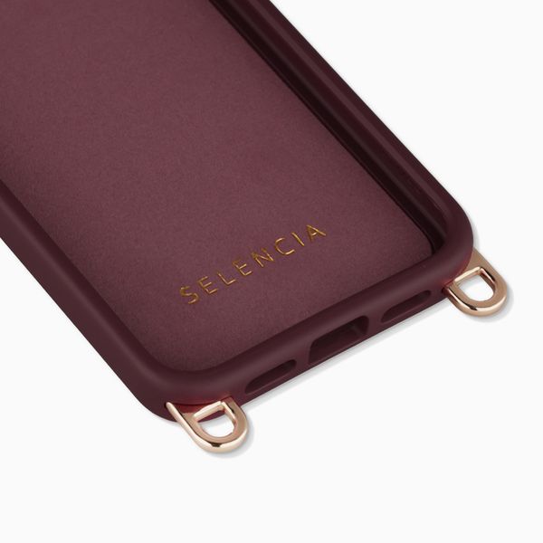 Selencia Coque arrière Rivièra avec MagSafe avec crochets amovibles Apple iPhone SE (2022 / 2020) / 8 / 7 / 6(s) - Bold Burgundy