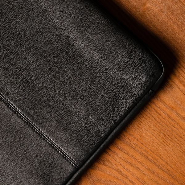 Accezz Pochette ordinateur Leather avec fermeture éclair 13-14 pouces - Noir