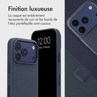 Accezz Étui de télephone portefeuille en cuir 2-en-1 avec MagSafe Apple iPhone 18 Pro / 17 Pro - Nightfall Blue