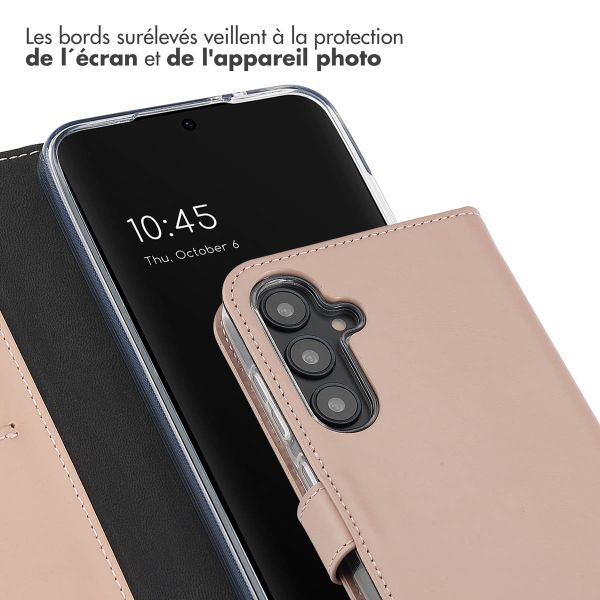 Selencia Étui portefeuille en cuir véritable Samsung Galaxy S24 FE - Dusty Pink
