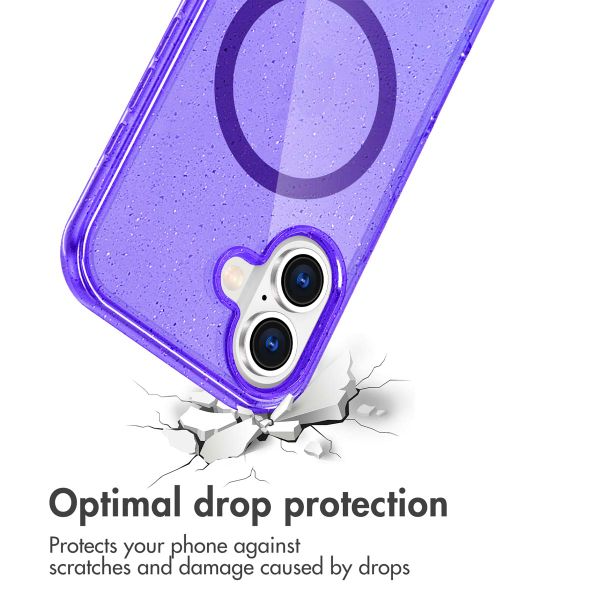 imoshion Coque Pailletée avec MagSafe Apple iPhone 16 - Paillettes Violet