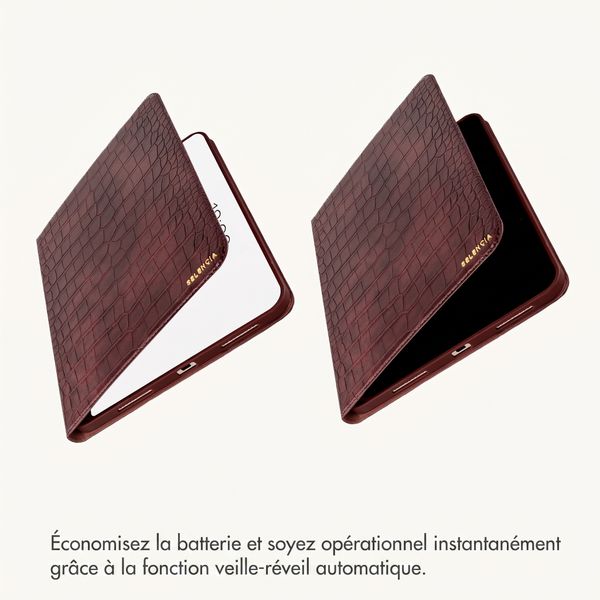 Selencia Coque Croco Apple iPad 11 (2025) 11 pouces A16 / iPad 10 (2022) 10.9 pouces - Burgundy