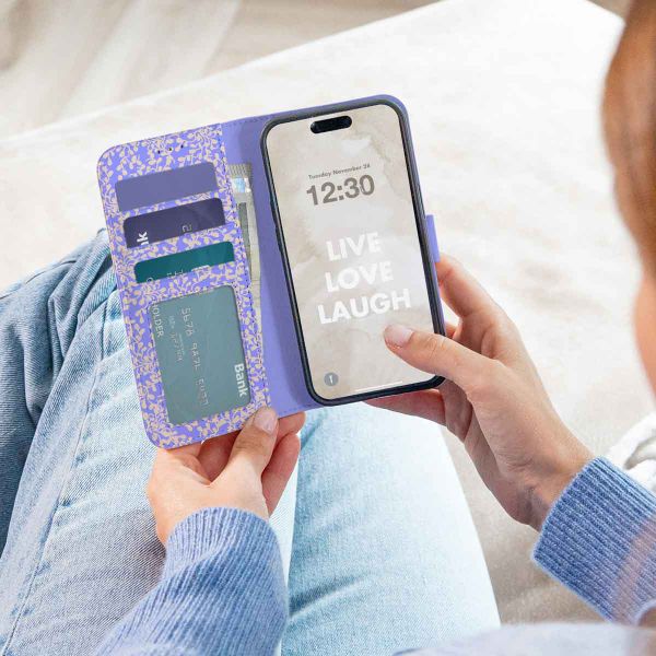imoshion Étui de télephone portefeuille Design Apple iPhone 12 (Pro) - Purple White Flowers
