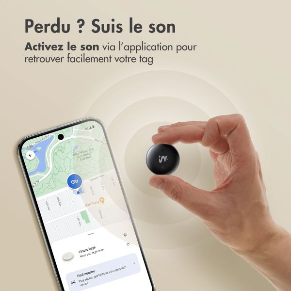 imoshion Wireless Tag - Tracker Bluetooth pour Android - 2 pack - Noir