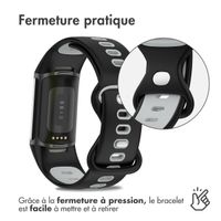 imoshion Bracelet Sport⁺ en silicone Fitbit Charge 5 / 6 - Black / Grey