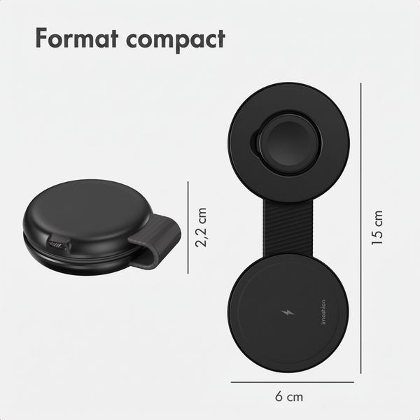 imoshion Chargeur de voyage sans fil 2-en-1 25 W - Smartphone / Écouteurs / Samsung Watch - Qi2.2 - Noir