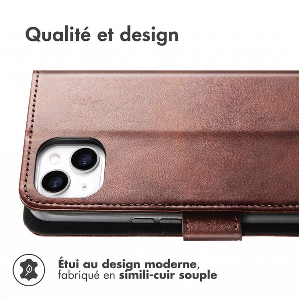 imoshion Étui de télephone portefeuille de luxe Apple iPhone 14 / 13 - Marron foncé