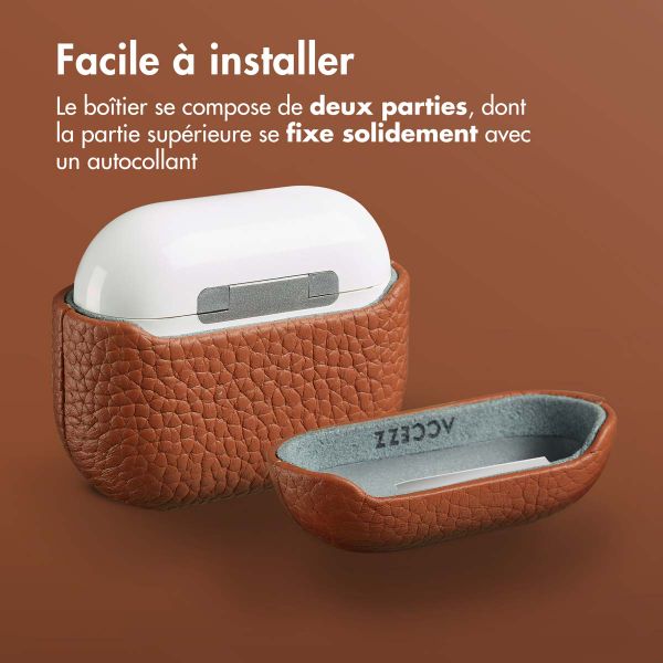 Accezz Coque en cuir véritable  Apple Airpods 3 - Cognac