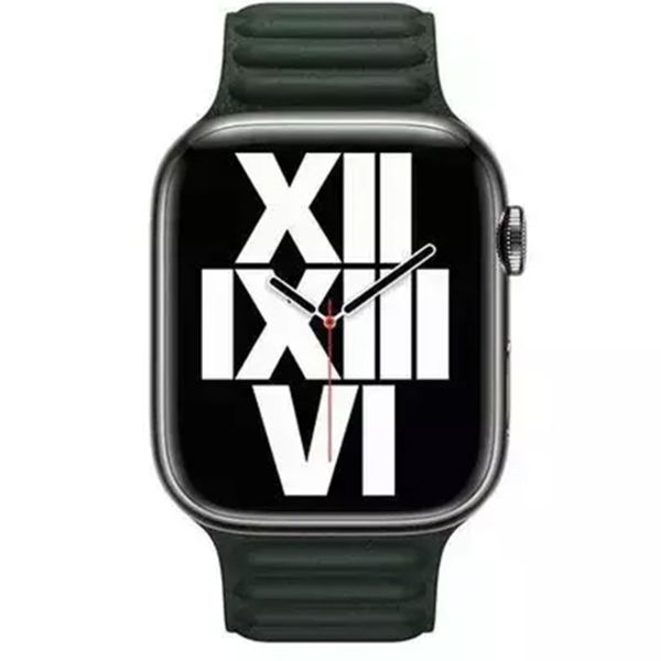 Apple Bracelet Leather Link Apple Watch | 44/45/46/49 mm - Taille M/L - Sequoia Green