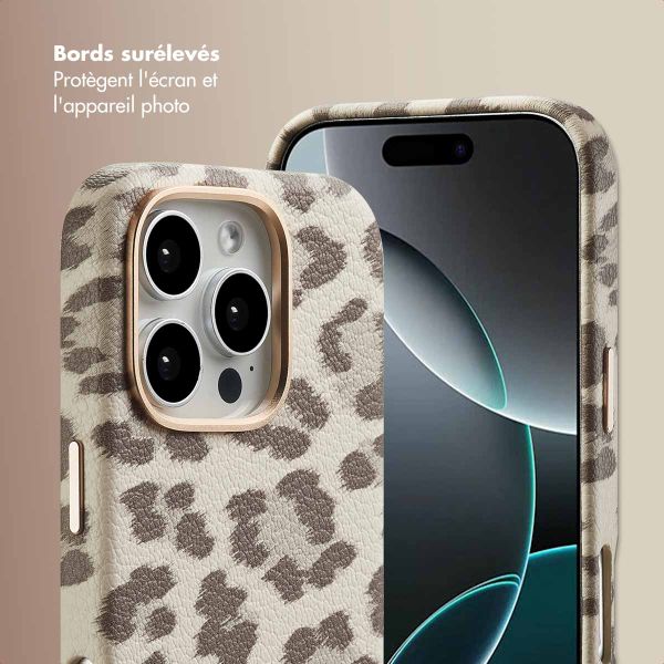 Selencia Coque Sabi imprimé panthère avec MagSafe Apple iPhone 16 Pro - Soft Ivory