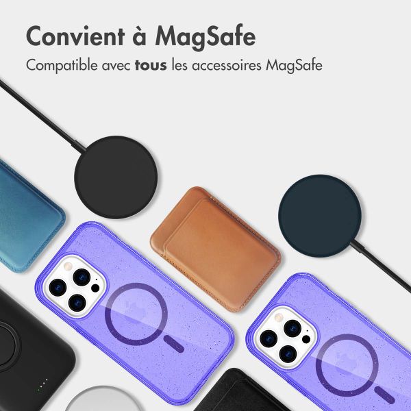 imoshion Coque Pailletée avec MagSafe Apple iPhone 14 Pro Max - Paillettes Violet